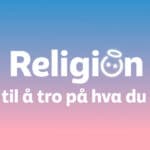 blå og rosa bakrunn med skriften Religion fri til å tro på hva du vil