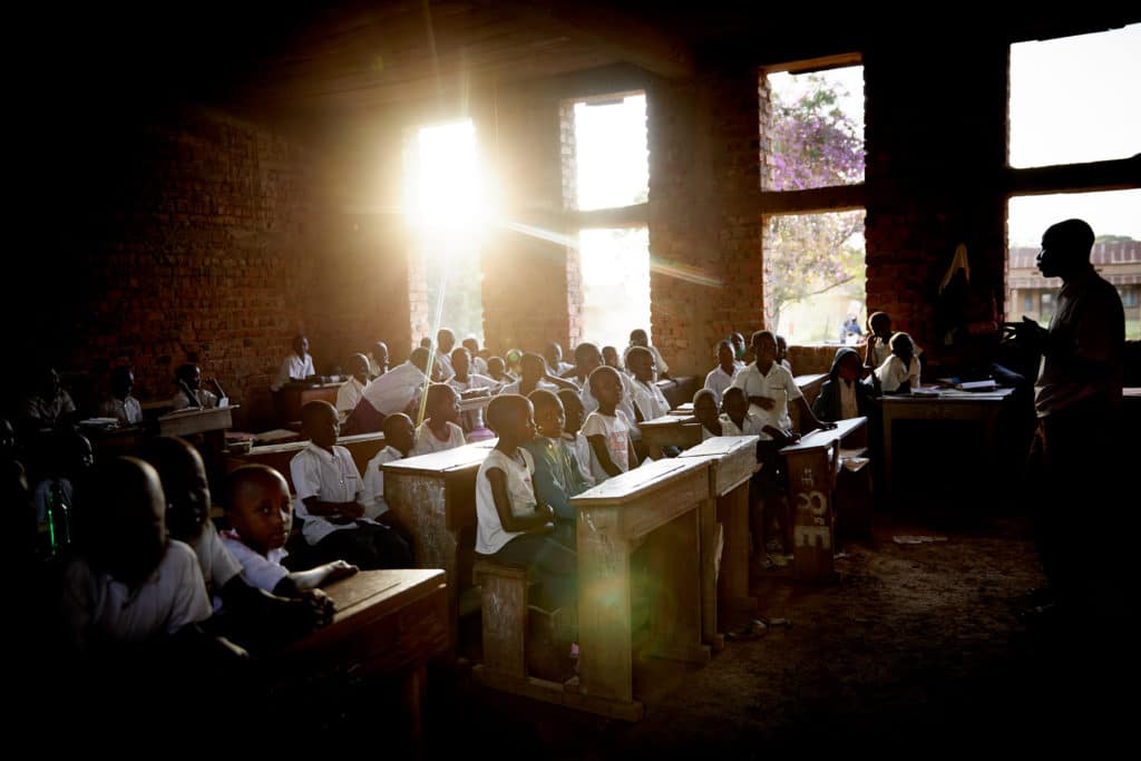 En skoleklasse i Den demokratiske republikken Kongo