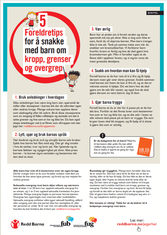 Foreldretips om kropp, grenser og overgrep