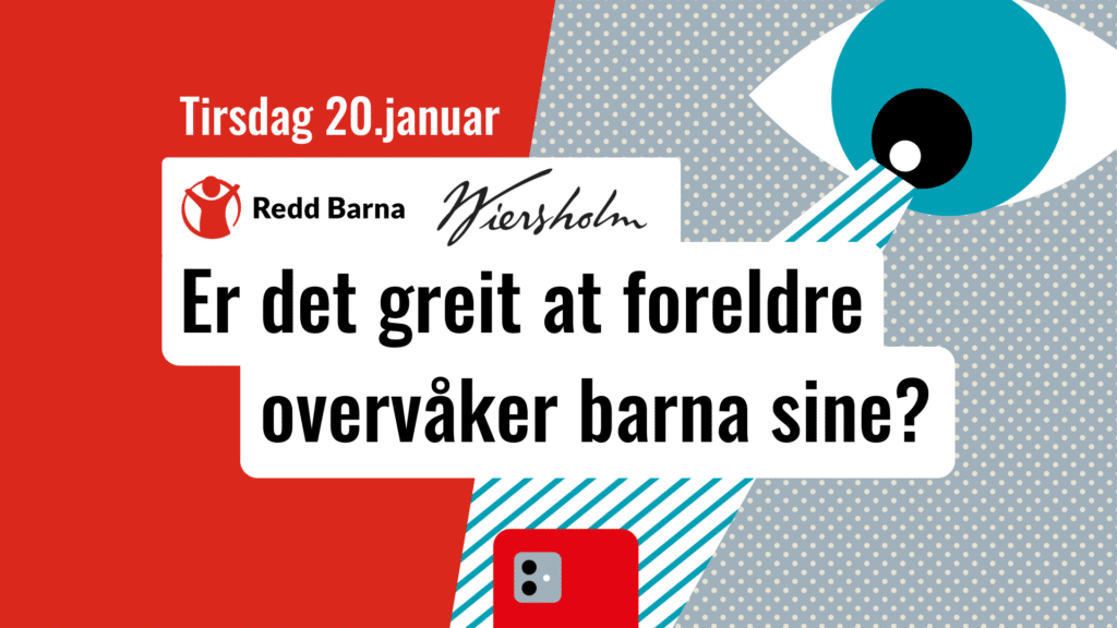 Banner med illustrasjon hvor et stort øye ser ned på en smarttelefon