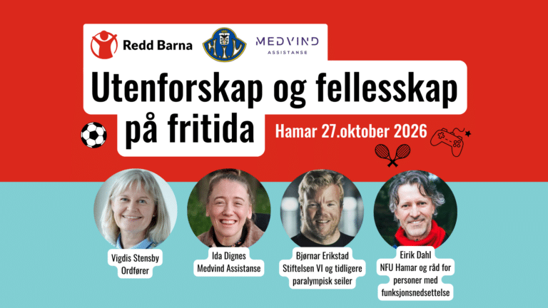 Banner med bilde av vigdis stensby ordfører, Ida dignes fra medvind assistanse, Bjørnar Erikstad fra stiftlsen Vi og Eirik Dahl fra NFU Hamar