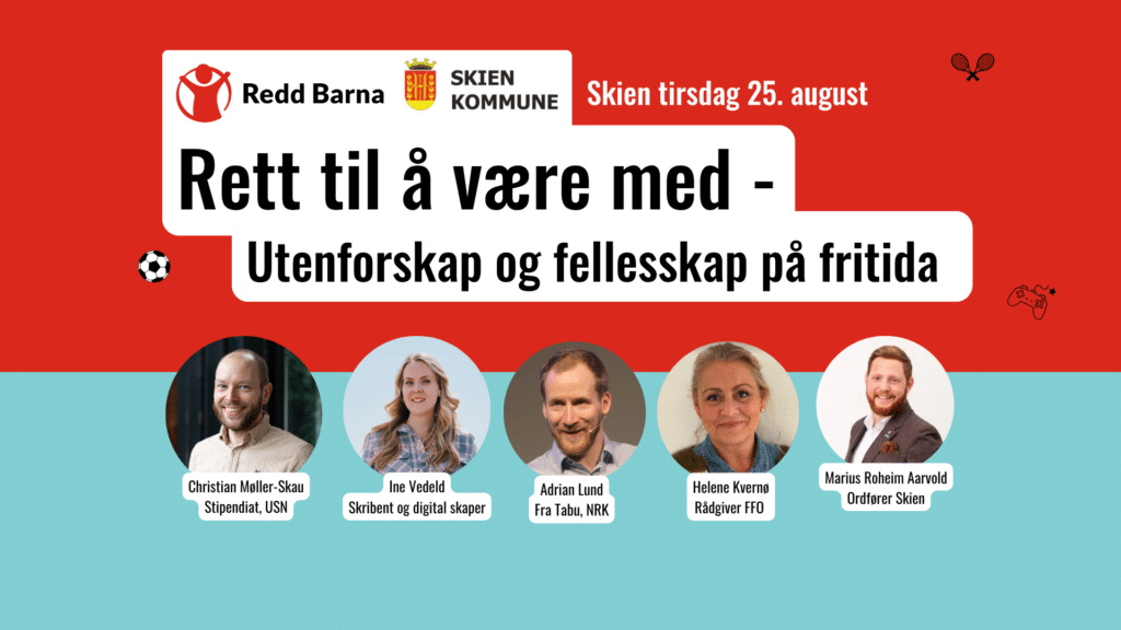 Dekorativt banner med bilde av de som deltar