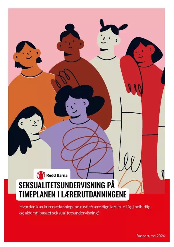 Rapportforside med illustrerte mennesker som snakker sammen