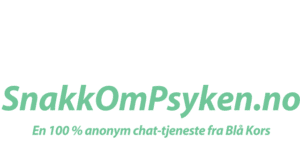 Logo SnakkOmPsyken.no En 100% anonym chat-tjeneste fra Blå Kors
