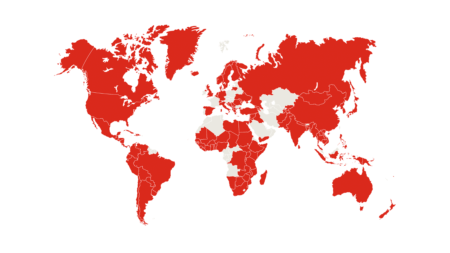 Et kart som markerer alle land Redd Barna har prosjekteri i.