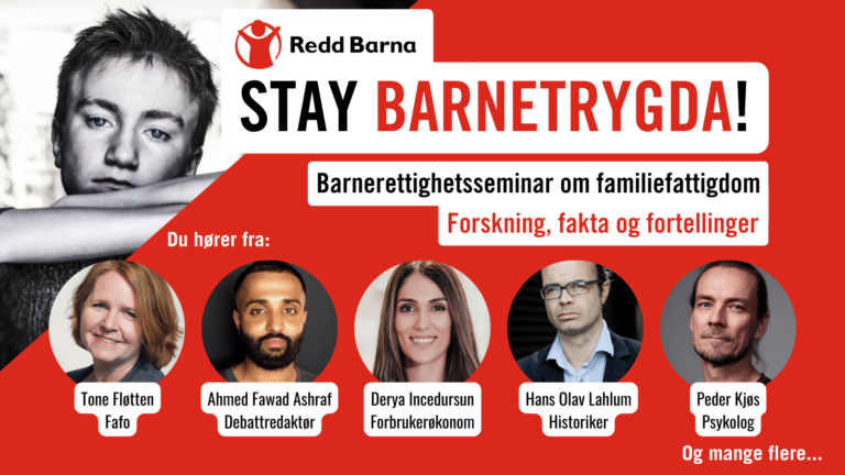Banner for Redd Barnas barnerettighetsseminar Stay barnetrygda