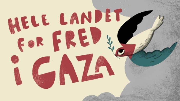 Illustrasjon av fredsdue for markering for fred i Gaza. 16. desember 2023.