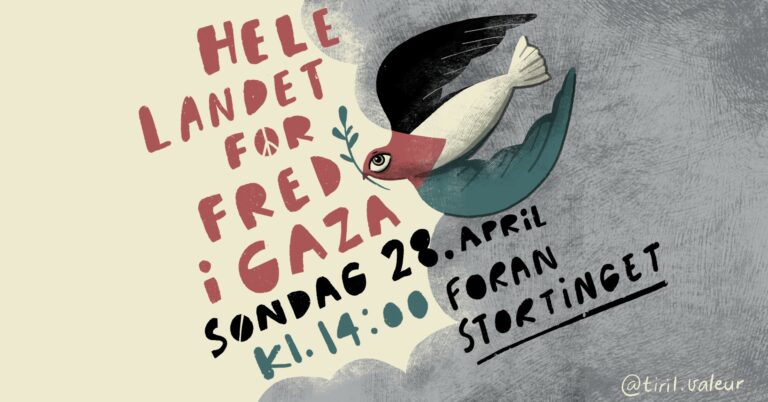 Hele landet for fred i Gaza tekst om demonstrasjon 28 april 2024