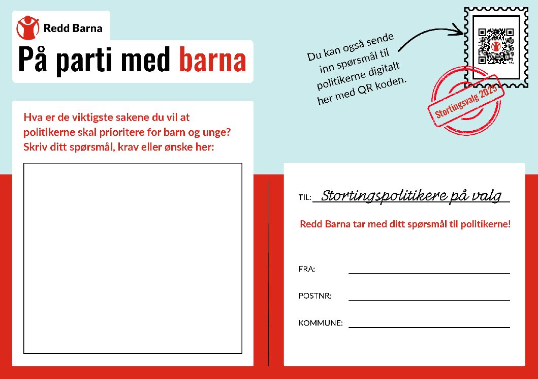 Postkort med spørsmål, innspill og krav til politikerne 