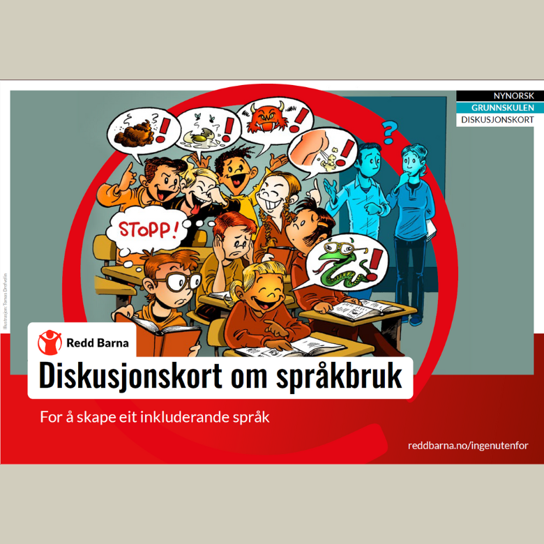 Forsiden på undervisningsmateriellet: diskusjonskort om språkbruk Forsiden på undervisningsmateriellet: diskusjonskort om språkbruk