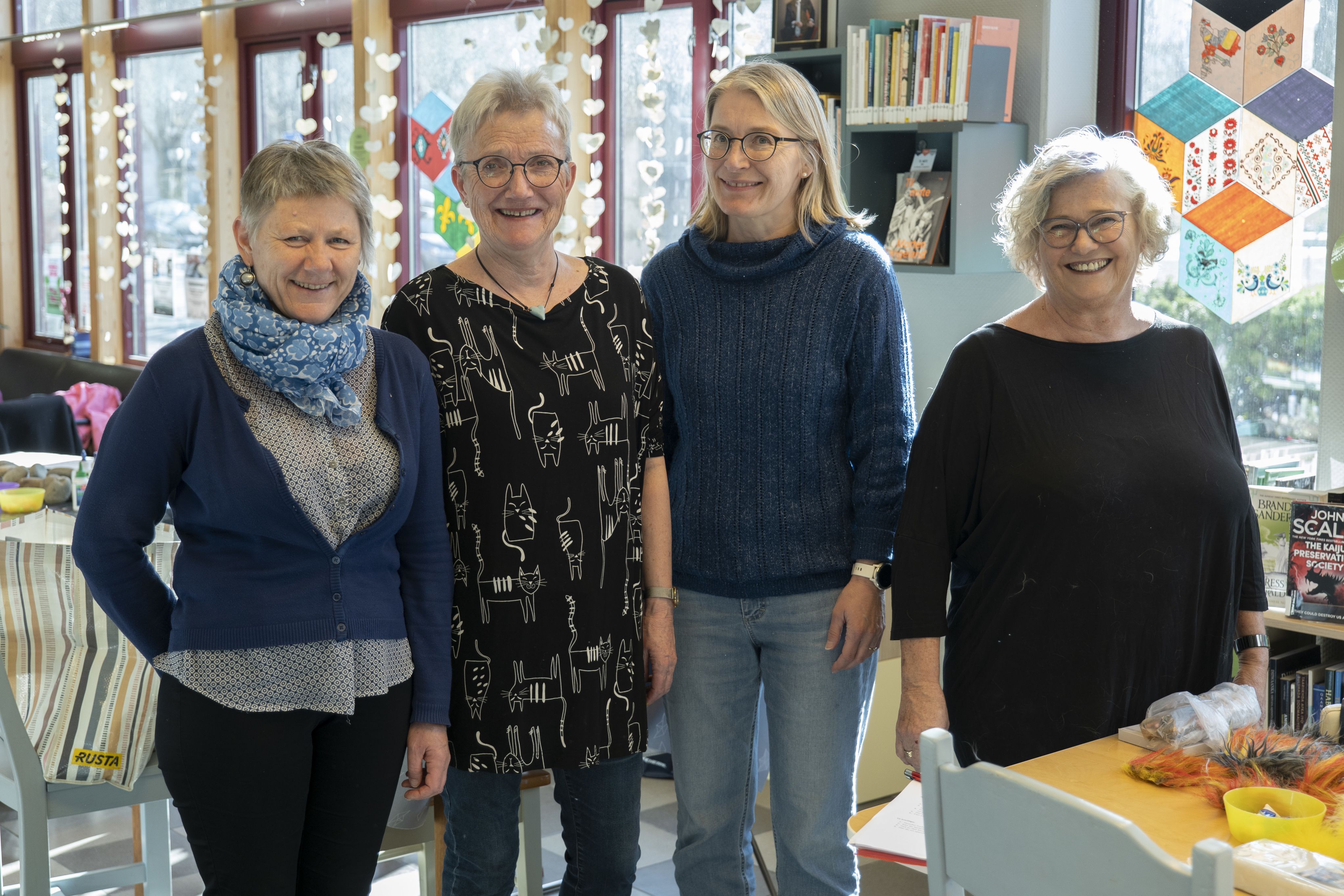 Tove Hellem, Maria Hofset, Liss Hege Syrstad og Vigdis Skauvik Rian er de frivillige som arrangerer aktiviteten. Foto.